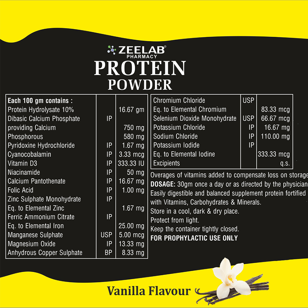 Zeelab Protein Powder Vanilla Flavour 500gm | For Immunity and Daily Energy