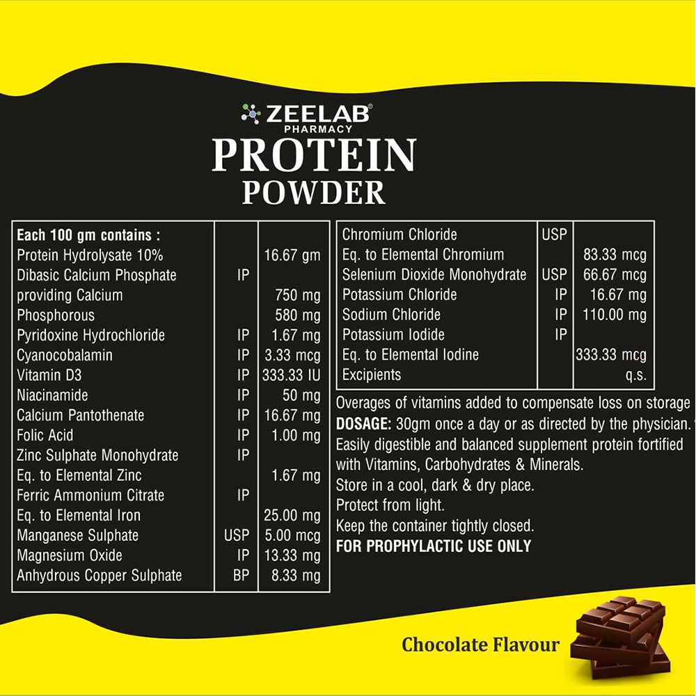 Zeelab Protein Powder Chocolate Flavour 500gm | For Immunity and Daily Energy