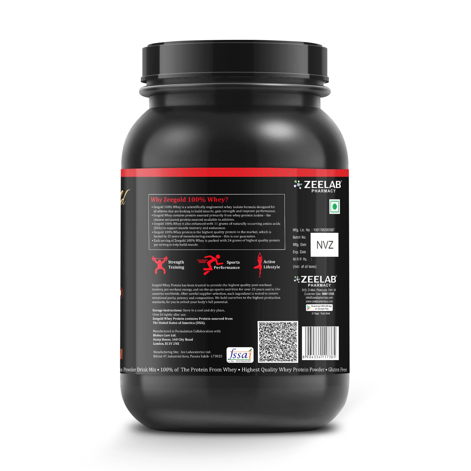ZEEGOLD 100% Whey Protein Isolate Powder Rich Chocolate Flavour
