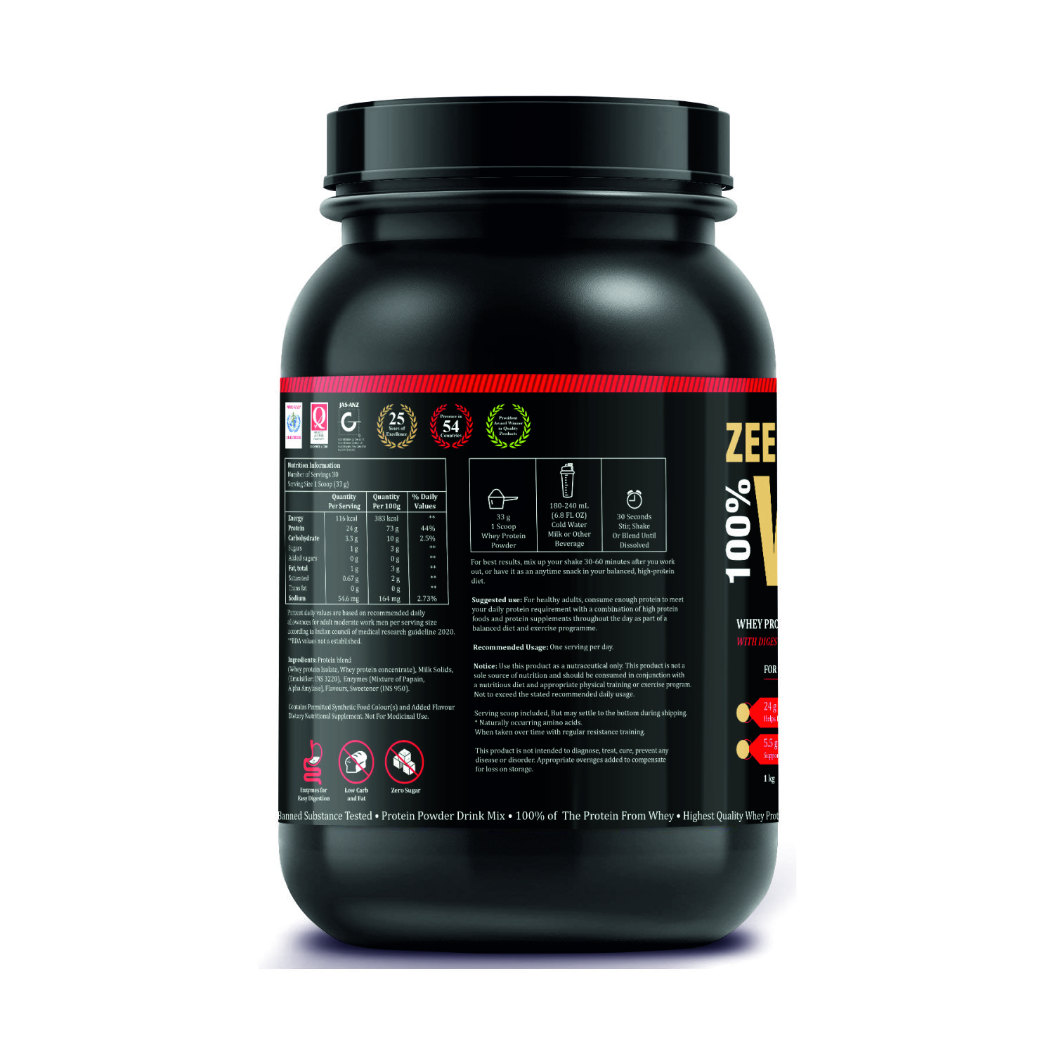 ZEEGOLD 100% Whey Protein Isolate Powder French Vanilla Creme Flavour