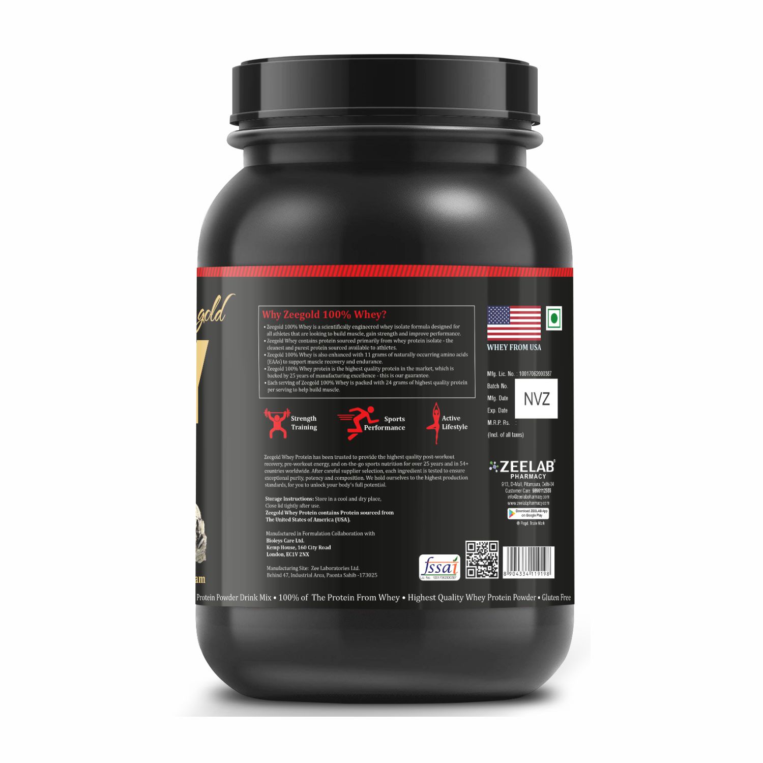 ZEEGOLD 100% Whey Protein Isolate Powder French Vanilla Creme Flavour