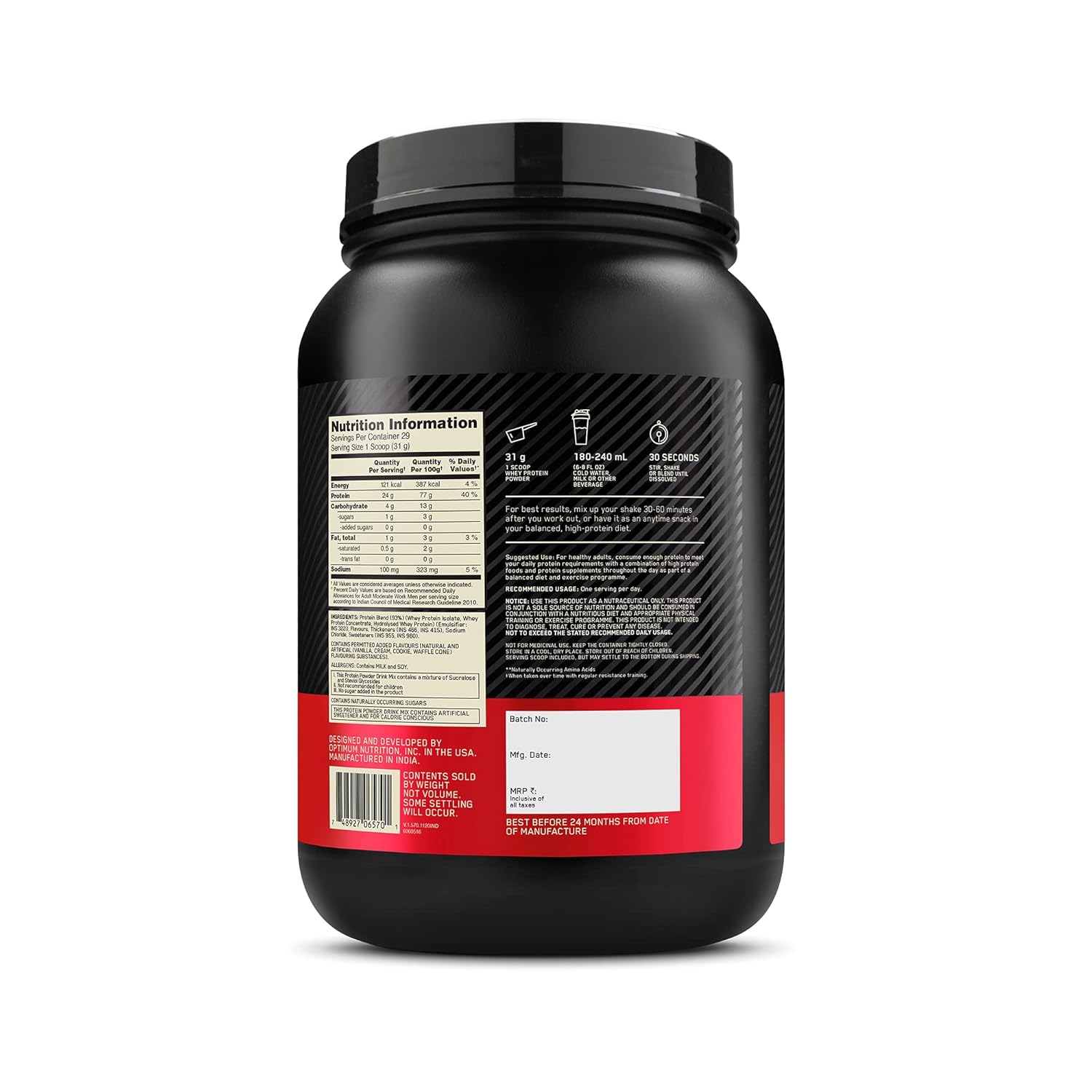 Optimum Nutrition (ON) Gold Standard Whey Protein Vanilla Ice Cream 907 g