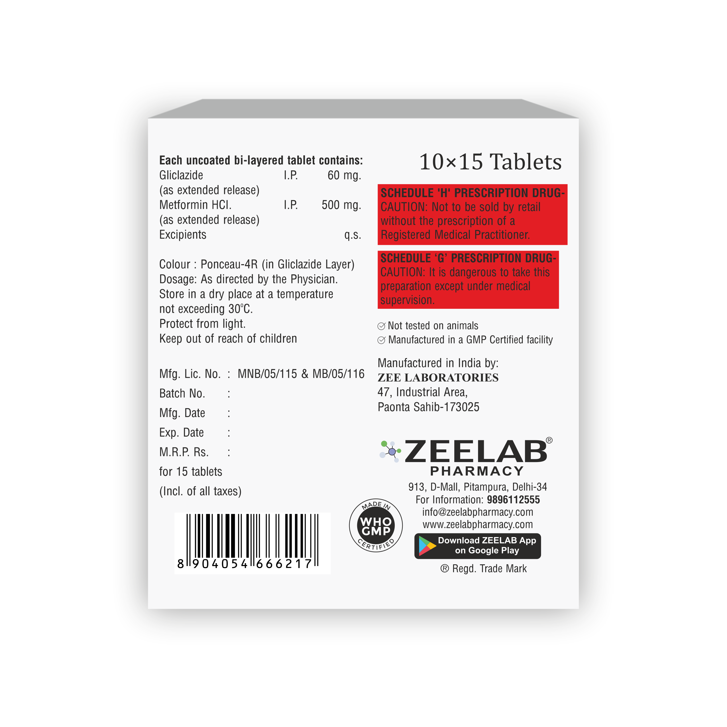 Glicazide XRM 60/500 Tablet