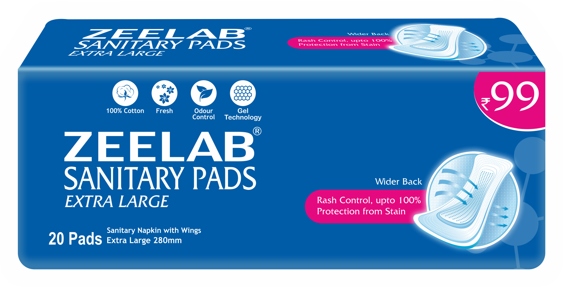 Zeelab Sanitary Pad (Extra Large) 20 Pads