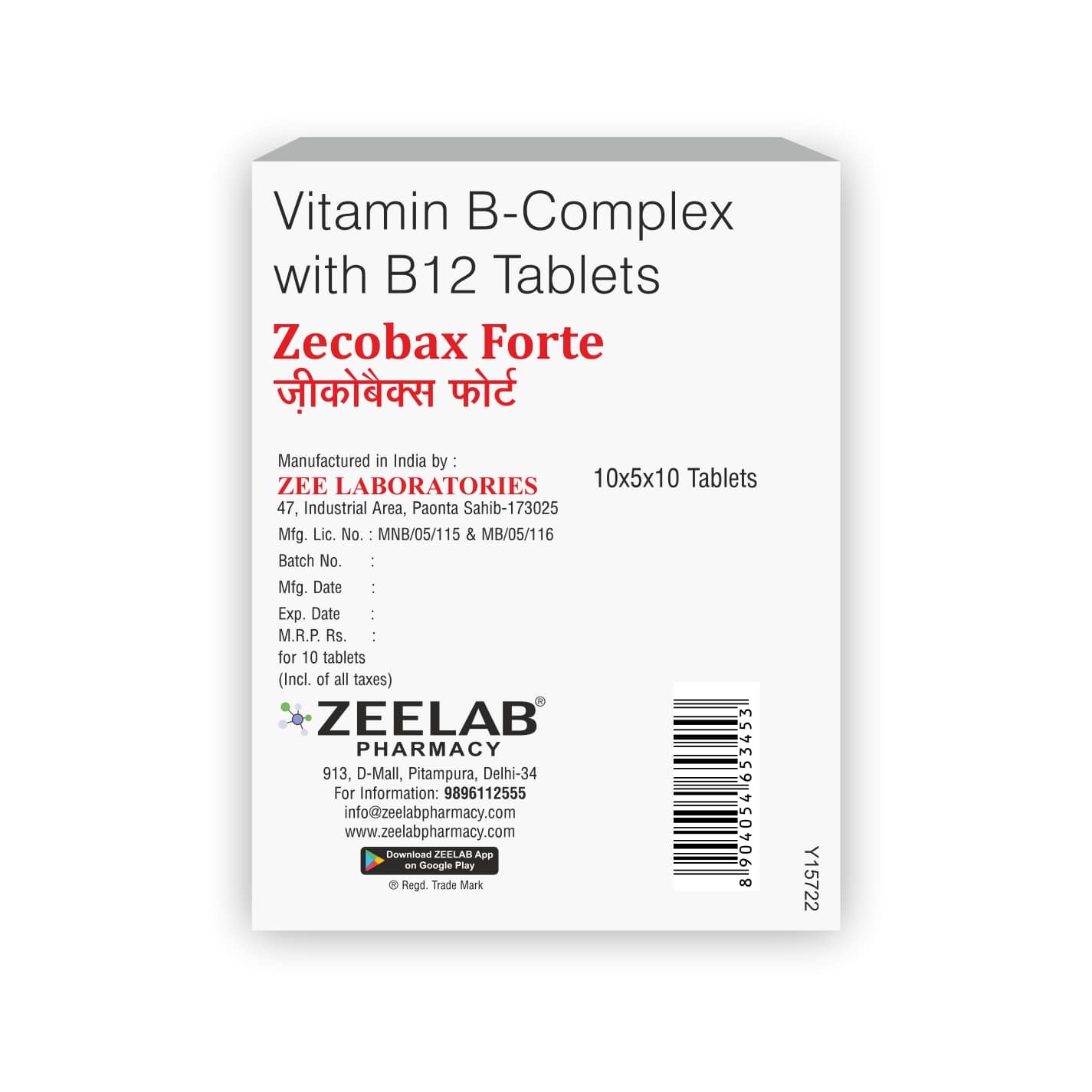 Zecobax Forte Tablet | Multivitamin & Mineral Supplement for Immunity & Energy