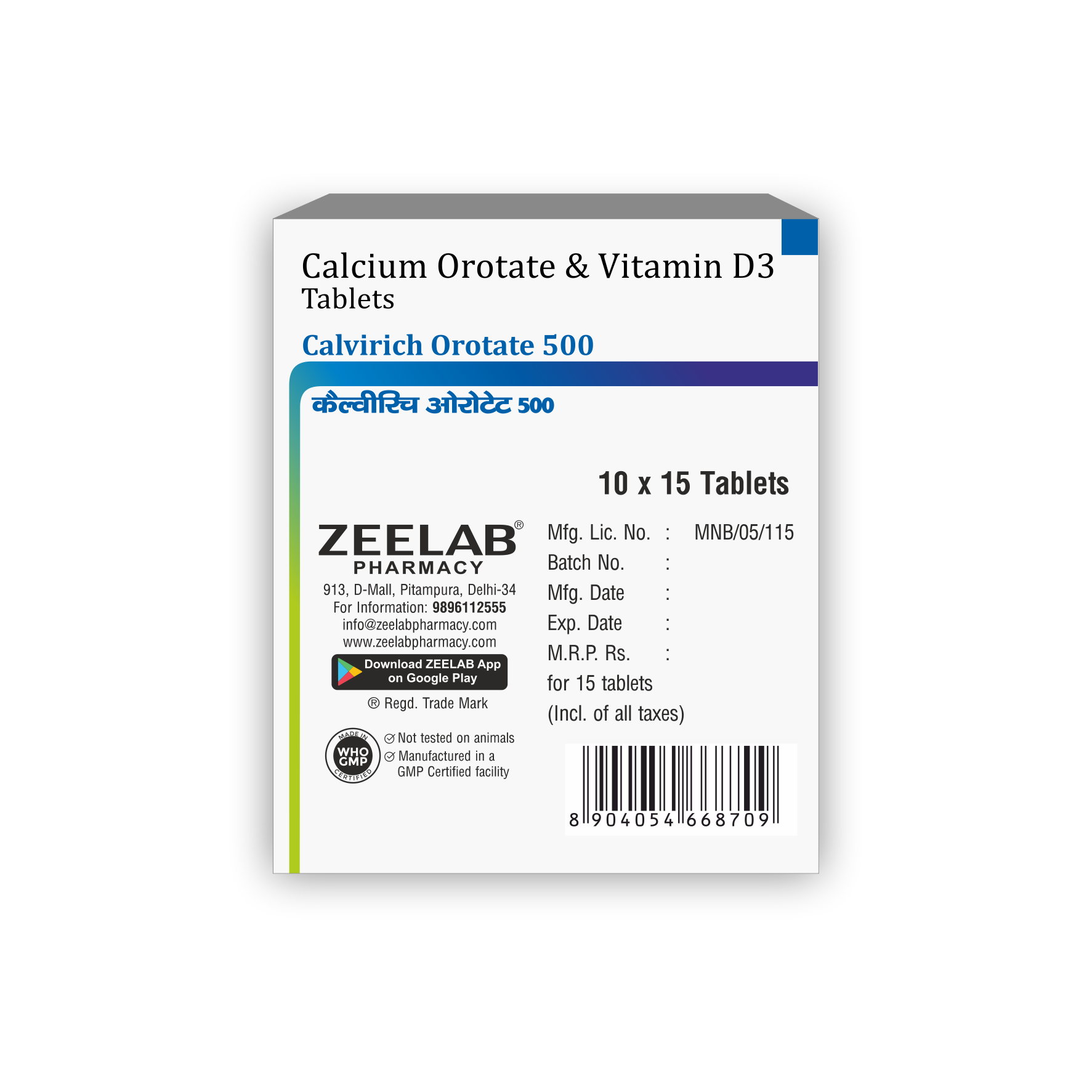 Calvirich Orotate 500 Tablet | Supports Bone Health, Calcium Balance & Muscle Function