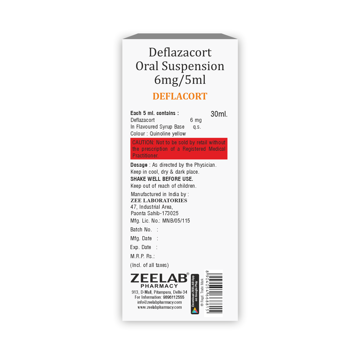 Deflacort 6mg Oral Suspension