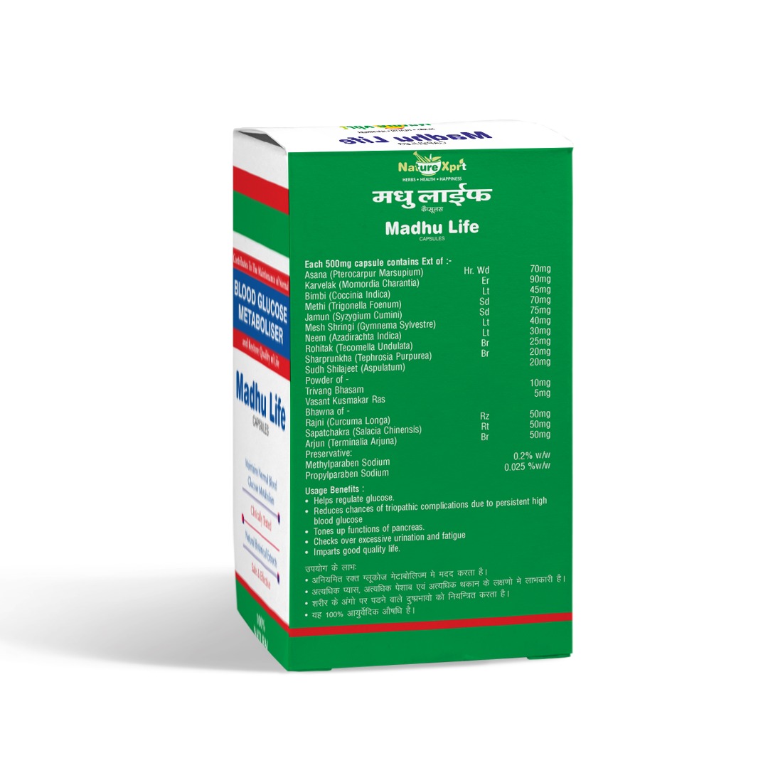 NatureXprt Madhu Life Capsules | 100% Natural Ayurvedic Medicine For Diabetes