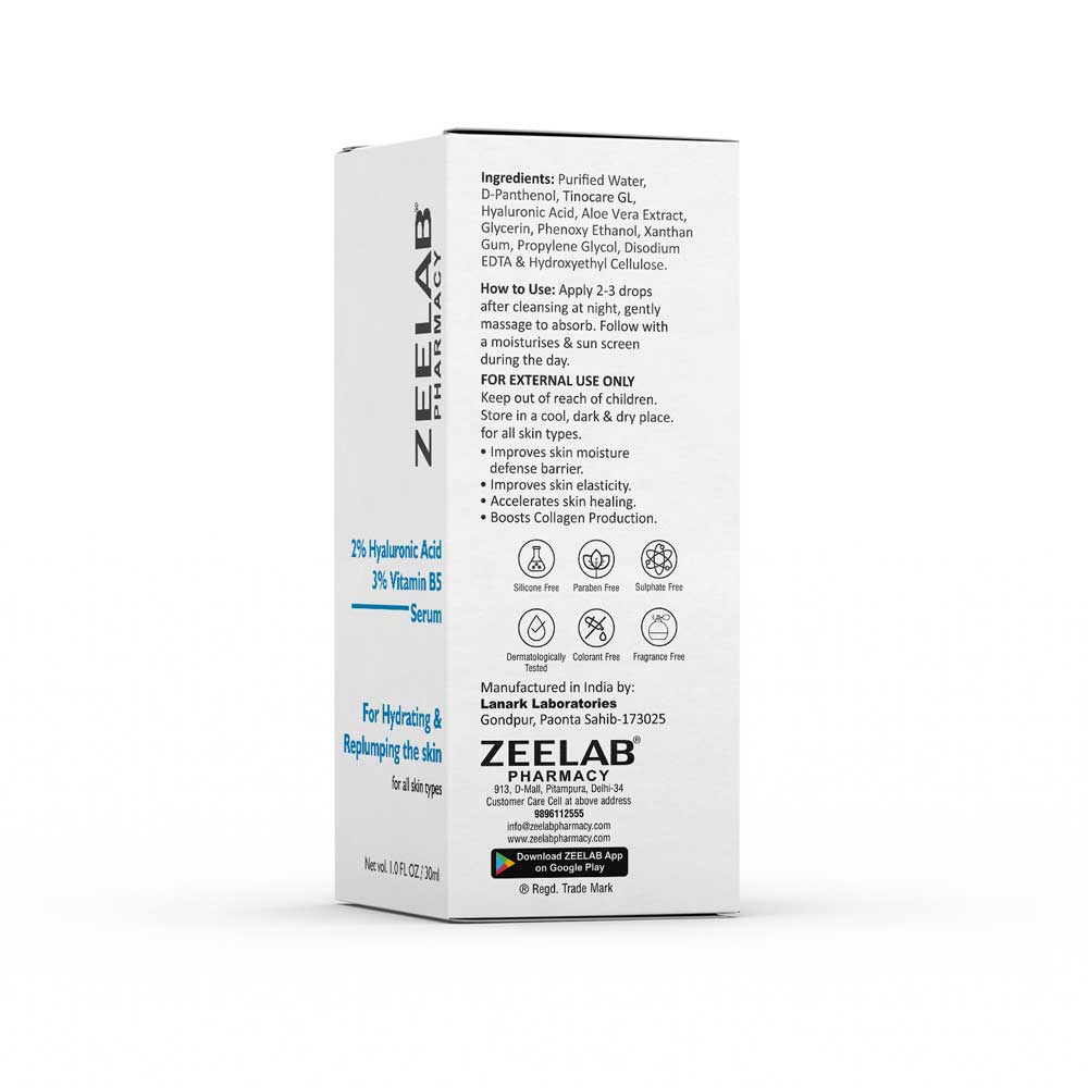 Zeelab 2% Hyaluronic Acid + 3% Vitamin B5 Face Serum