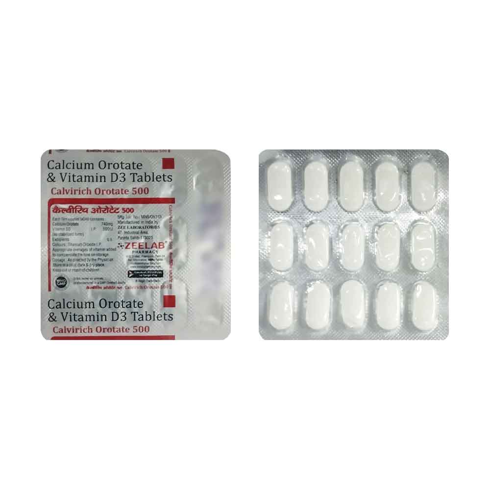 Calvirich Orotate 500 Tablet | Supports Bone Health, Calcium Balance & Muscle Function
