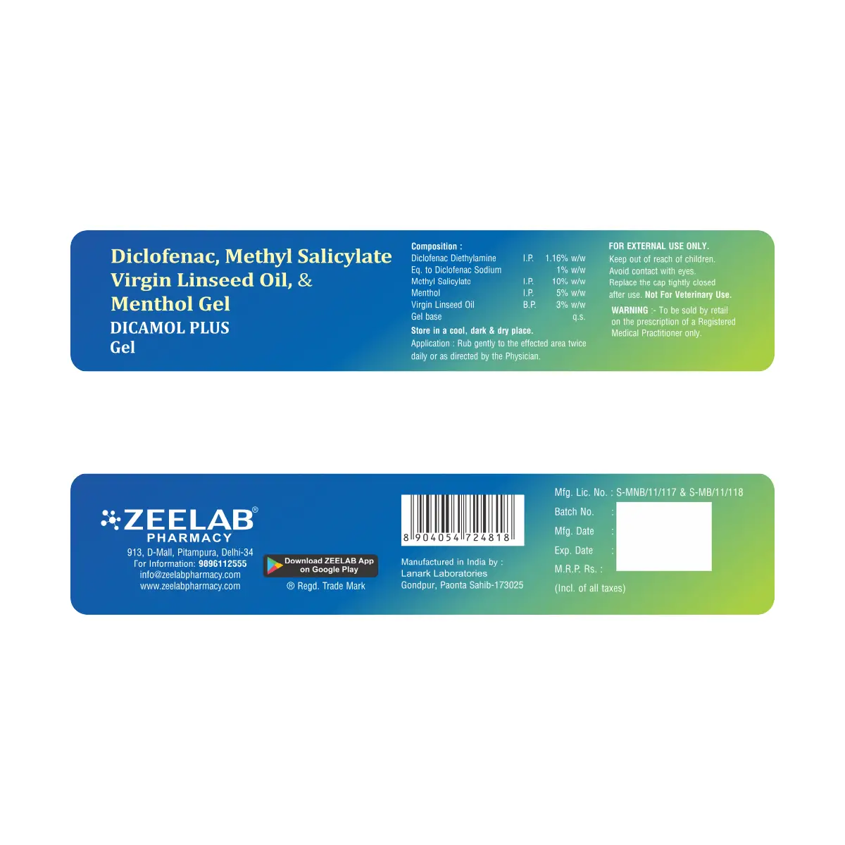 Dicamol Plus Gel 30gm | Pain Relief Gel for Muscle & Joint Pain