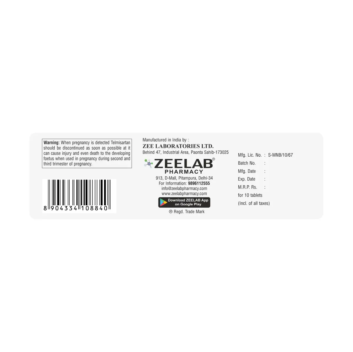Telmizem C 40 Tablet