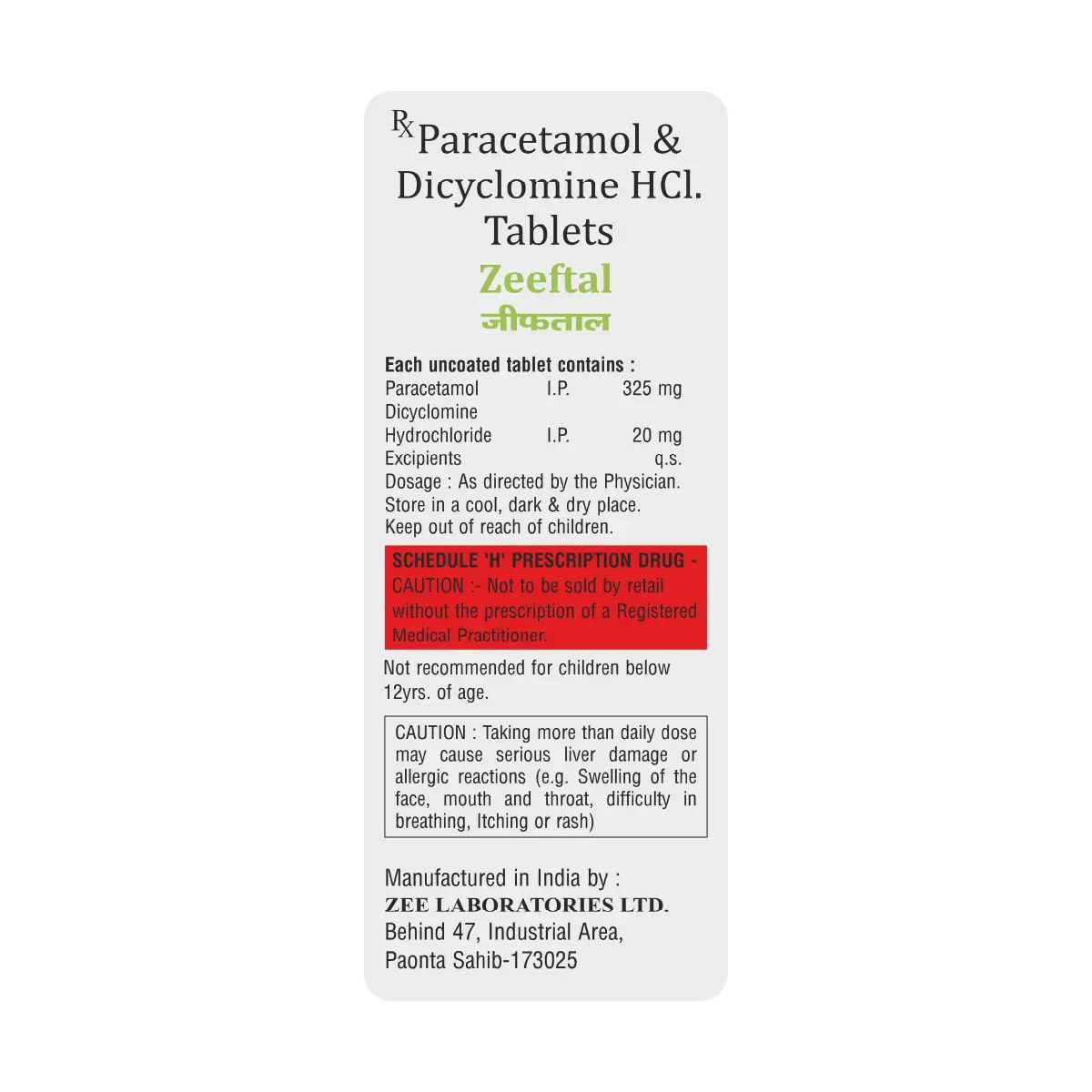 Zeeftal Abdominal Pain Tablets