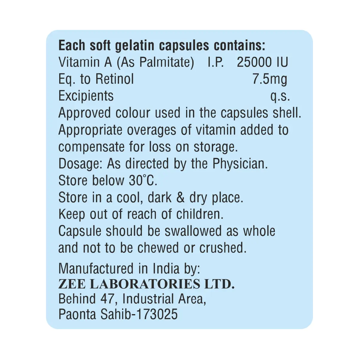 Zeelab Vitamin A Capsule | Supports Vision, Skin & Immunity Health