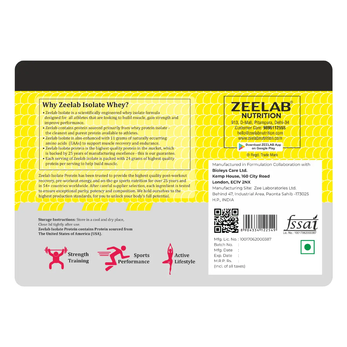 ZEELAB Whey Protein Isolate Powder Rich Chocolate 2kg