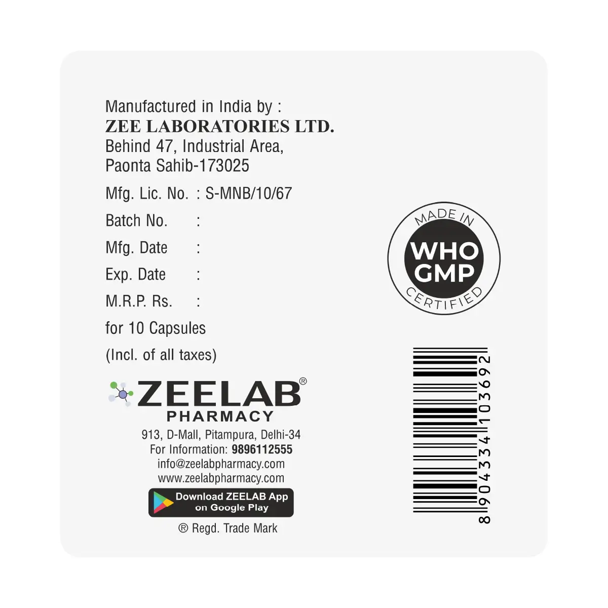 Zerobes 120 Capsule